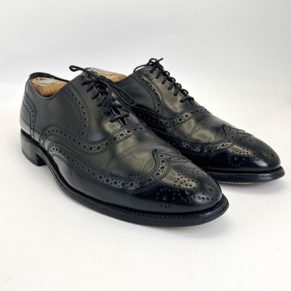 Allen Edmonds Lloyd Dress Shoes Mens 8.5 D Black Leather Wing Tip Oxford Brogue